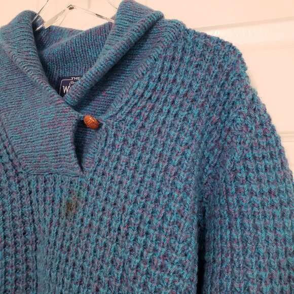 Woolrich Shawl Collar Sweater Wool Blend Blue Knit Pullover Womens Sz Large - Picture 4 of 10